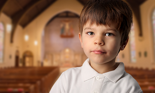 A young boy serving the community at Annunciation Catholic School