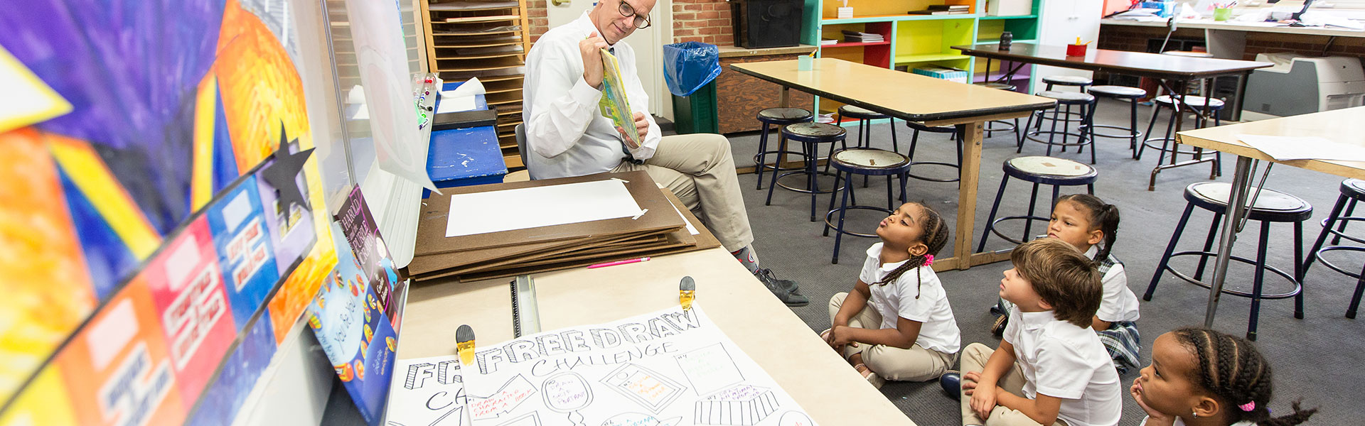 kids in art class at annunciation - shadow visit